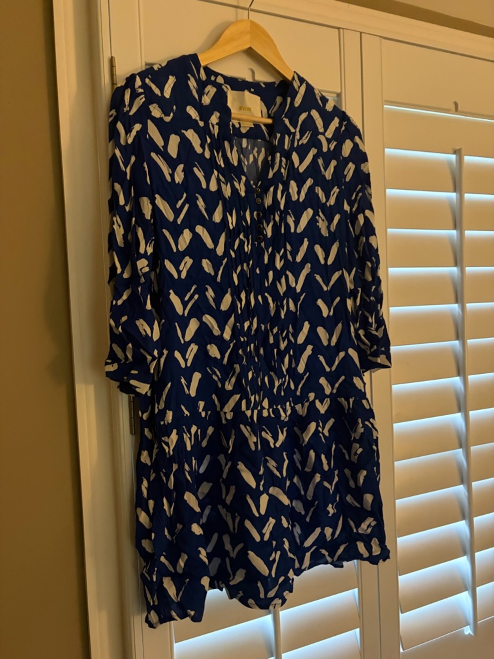 Maeve Navy and White Printed Mini Dress